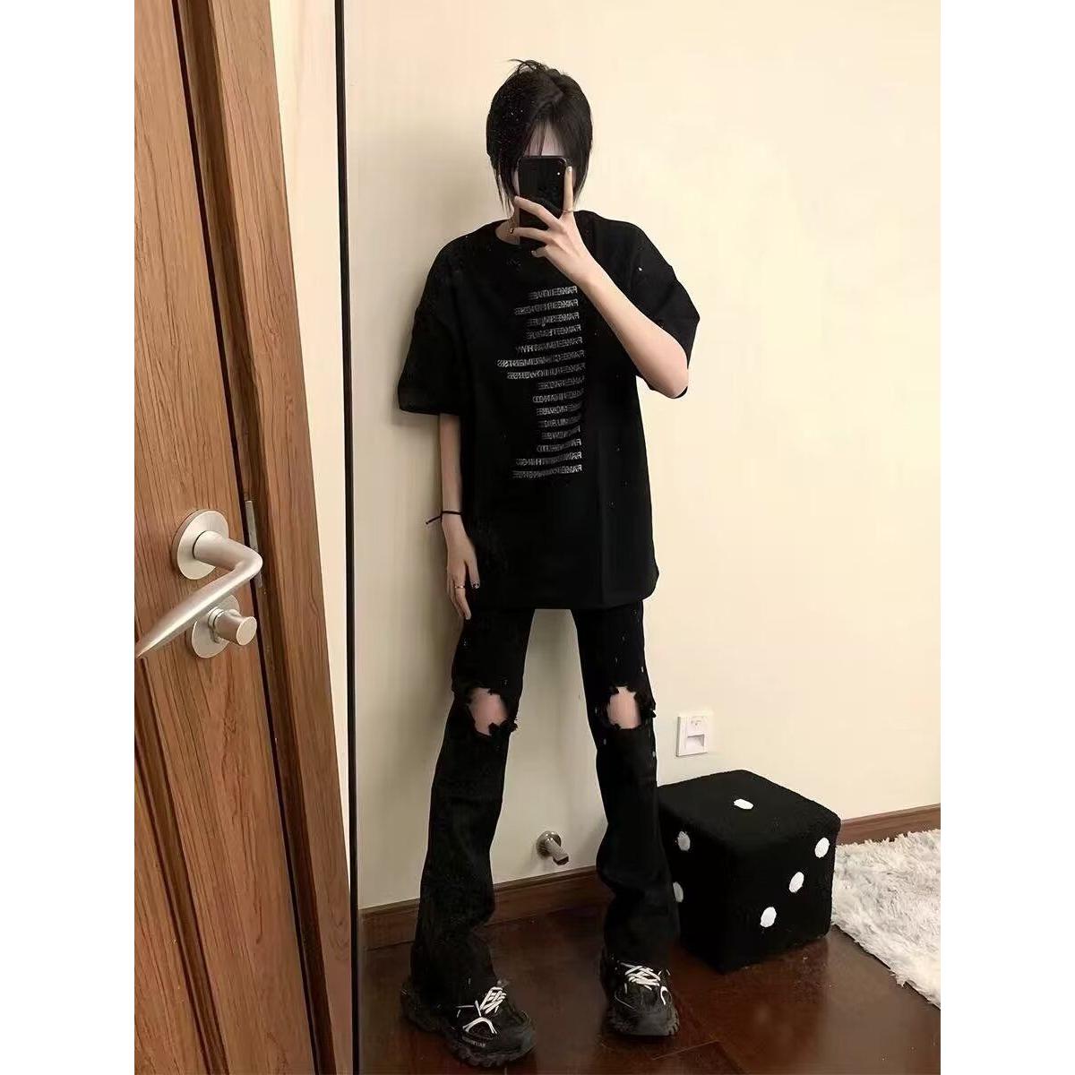 港风潮男夏季新款牛仔裤嘻哈潮高街潮流痞帅长裤513CK348P32,男装牛仔裤,星座513