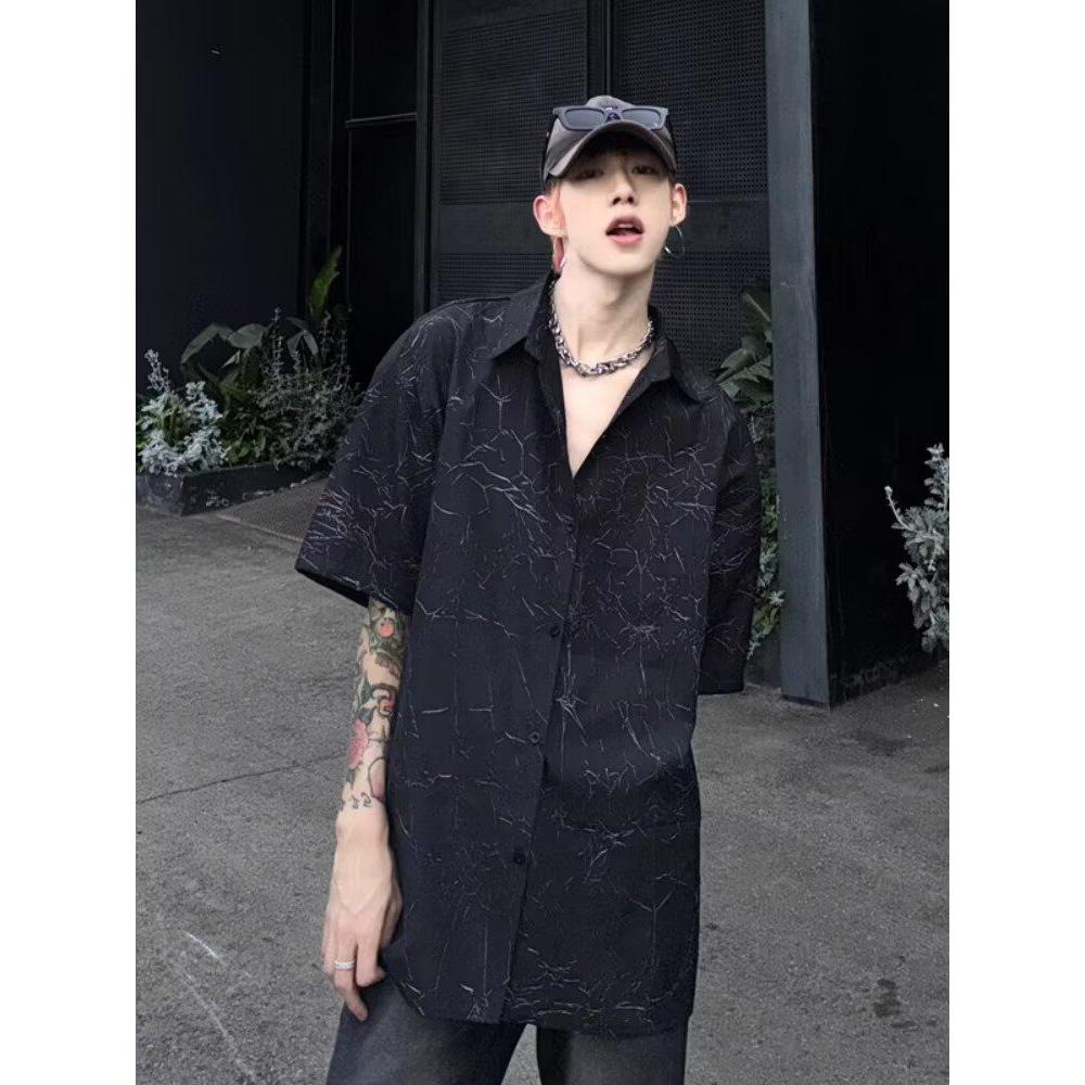 复古衬衫男夏装港风宽松趣味新款男装上衣外穿513DX450P36,男装衬衫,星座513