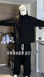 513-CS802-P45 中性风秋季新款衬衫男港风宽松长袖衬衣外套(现货)图片