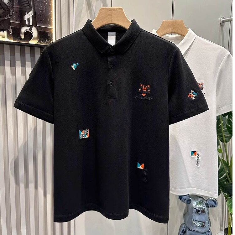 夏季精致刺绣polo衫男港风潮牌虎头设计翻领体恤513PL066P30,男装Polo衫,星座513