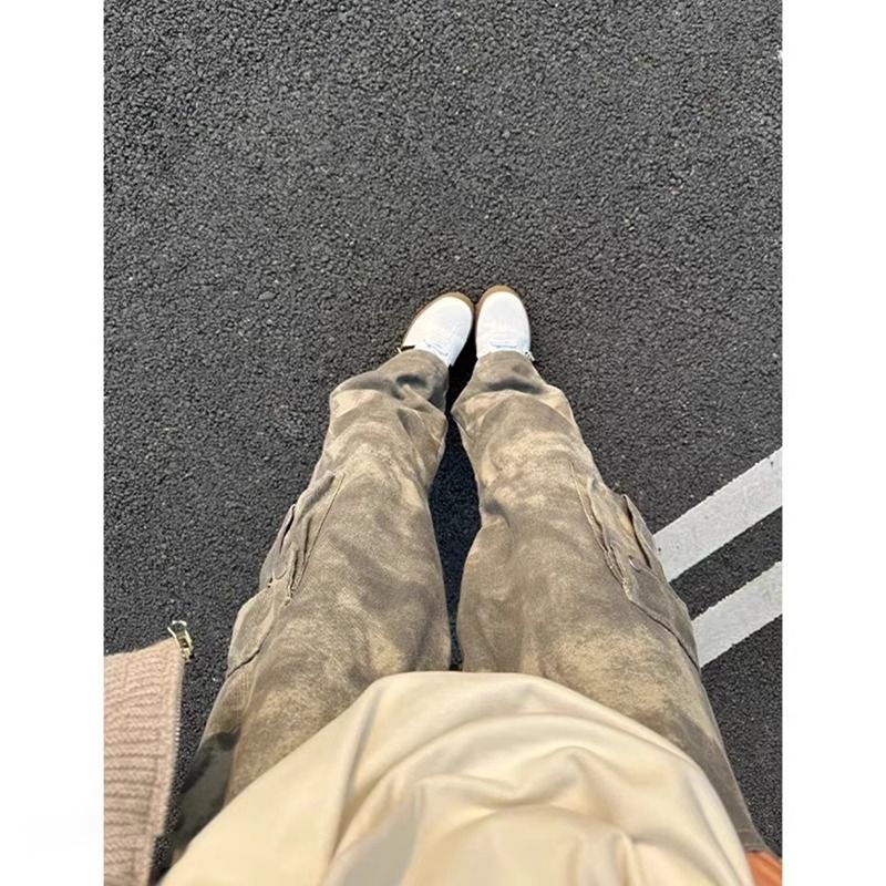 美式复古大口袋迷彩工装裤男水洗做旧伞兵休闲裤513CK1504P53,男装牛仔裤,星座513