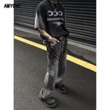 复古白色泼墨扎染高街口袋显瘦宽松牛仔裤男工装裤513CK236P37，男装牛仔裤，星座513
