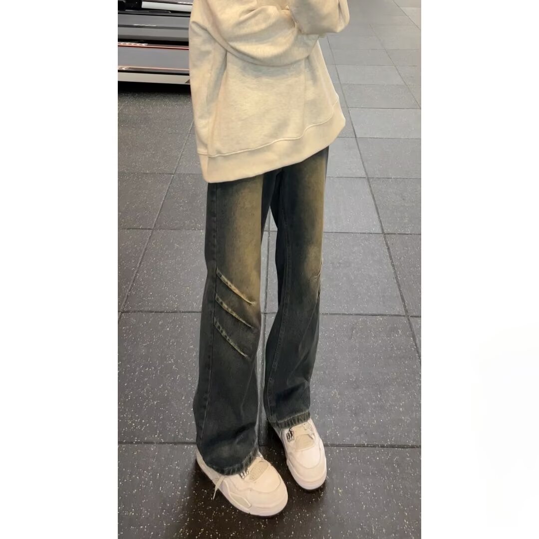 做旧复古牛仔裤男宽松阔腿直筒喇叭水洗痞帅休闲潮513CK225P39,男装牛仔裤,星座513