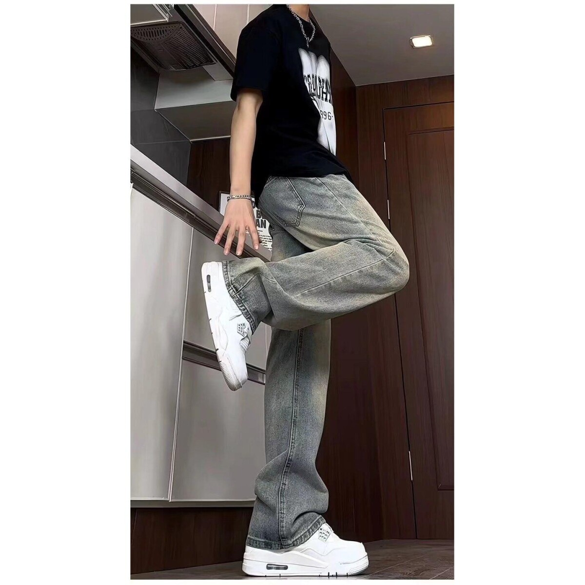 港风潮男夏季新款牛仔裤嘻哈潮高街潮流痞帅长裤513CK385P39,男装牛仔裤,星座513