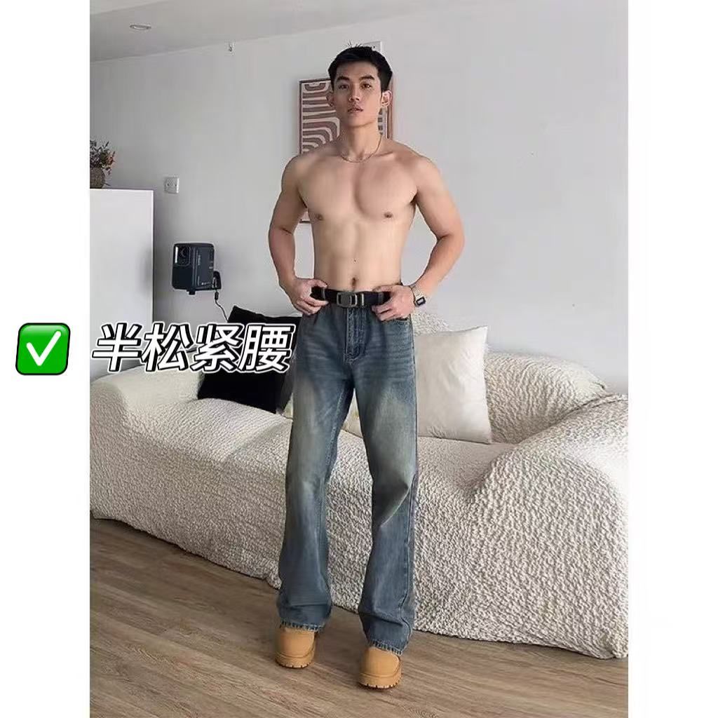 美式复古高街牛仔裤男新款水洗做旧直筒微喇裤子513CK1763P34,男装牛仔裤,星座513
