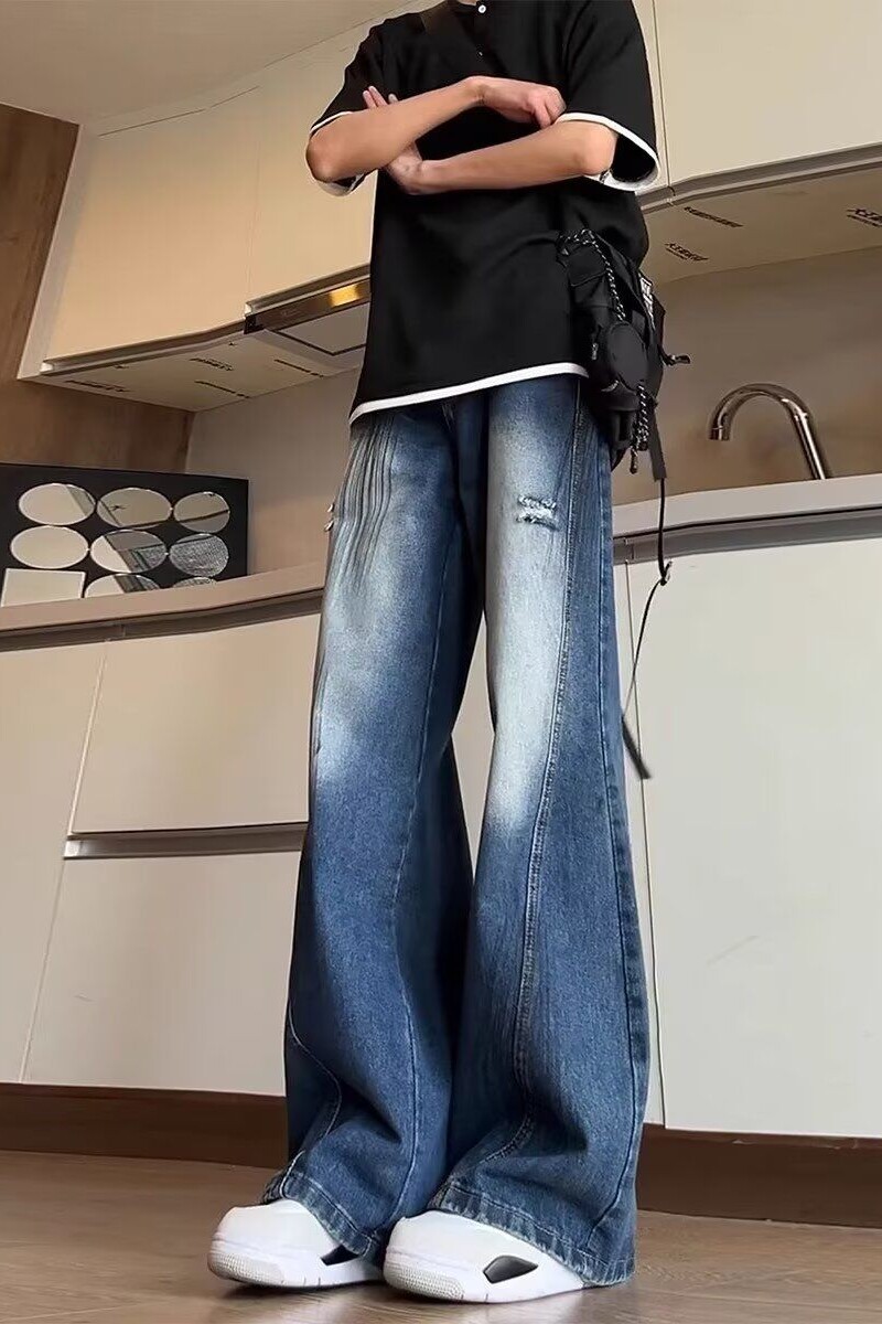 美式复古牛仔裤男潮流痞帅宽松休闲做旧直筒裤子513CK281P48,男装牛仔裤,星座513