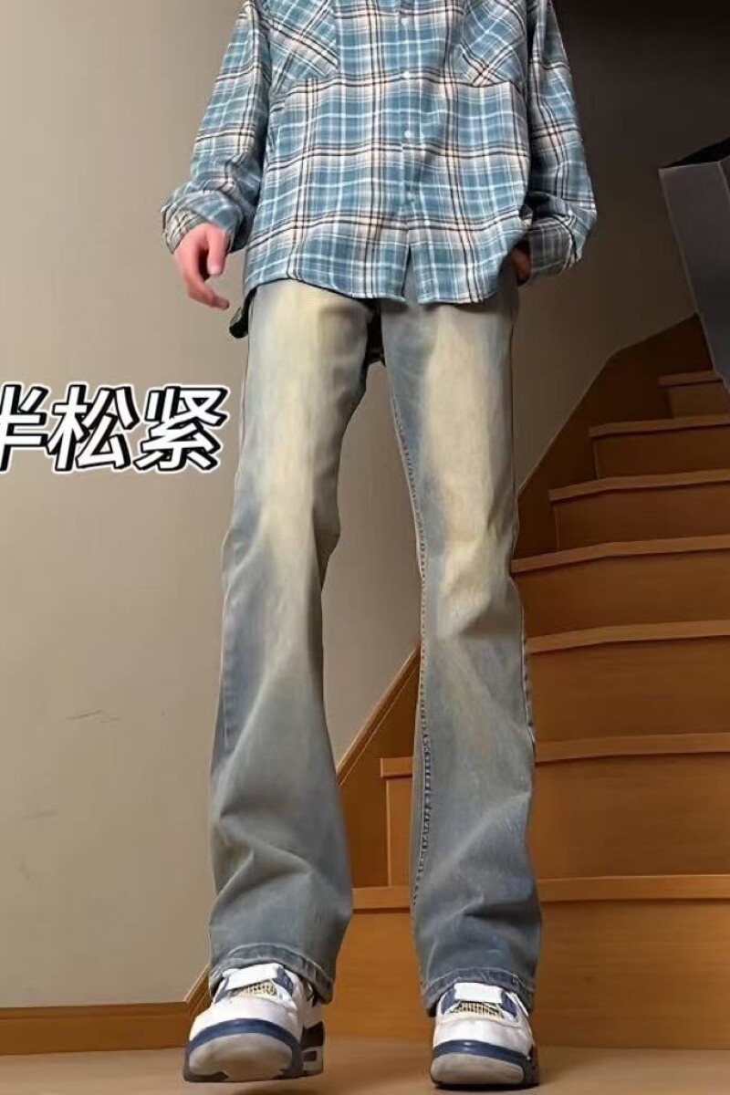 美式复古高街牛仔裤男新款水洗做旧直筒微喇裤子513CK1763P34,男装牛仔裤,星座513