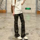 美式复古迷彩微喇牛仔裤男直筒显瘦休闲工装裤513CK1607P37，女装牛仔裤，星座513