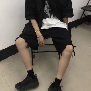 夏季水洗破铜宽松直筒五分休闲牛仔裤513DK3242P33图片