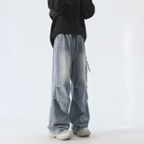 美式复古宽松直筒牛仔裤男新褶皱高街痞帅休闲长裤513CK1163P42，男装牛仔裤，星座513