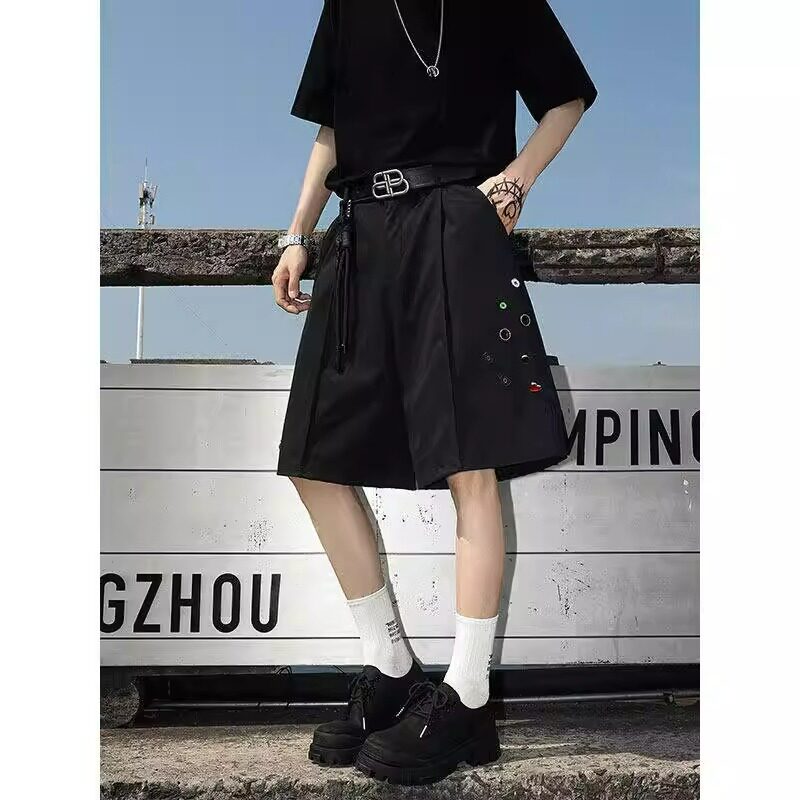 美式嘻哈街头廓形弯刀西装短裤男夏季轻薄透气七分裤513DK220P45,男装西裤,星座513
