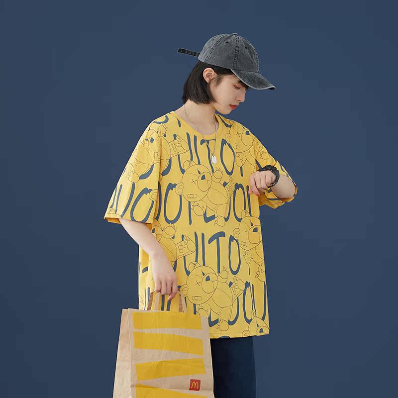 2022夏季新款流行情侣套头短袖T恤男圆领印花宽松上衣711T10,男装T恤,星座513