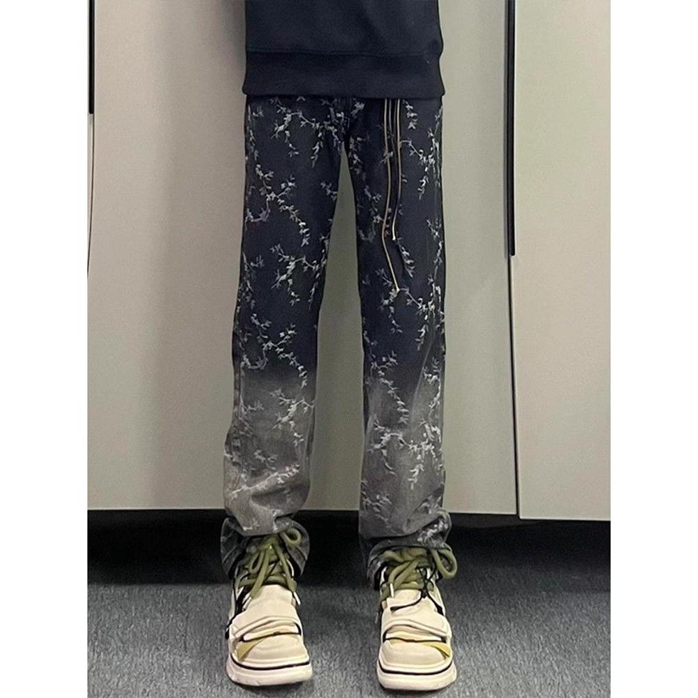 渐变提花牛仔裤男直筒宽松潮牌痞帅美式高街裤子513CK4034P44,男装牛仔裤,星座513