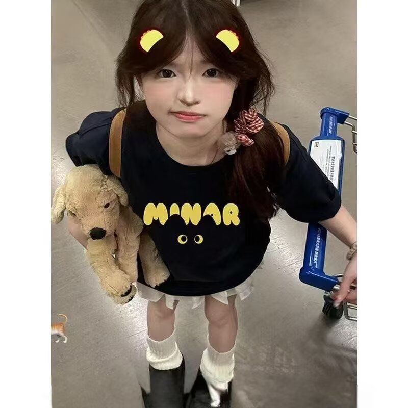 男女同款潮牌印花重磅短袖T恤女夏季新款宽松513DX1068P25图片