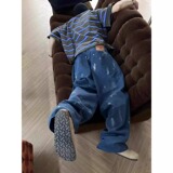 美式复古军绿紫色条纹短袖男女款重磅小领口半袖t恤513DX1185P33，男装T恤，星座513