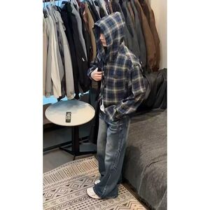 复古长袖格子衬衫外套女宽松百搭翻领衬衣防晒513CX1082P42图片