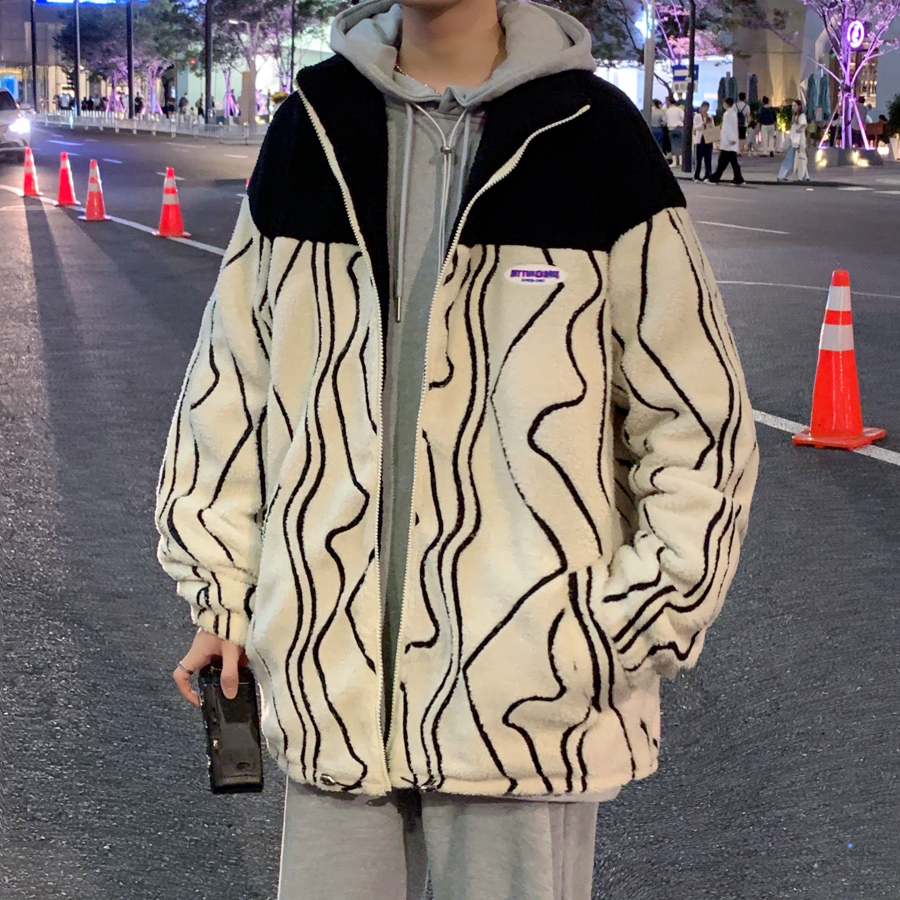 男冬季棉衣外套拼色韩版潮流棉服休闲宽松l立领711 MY216图片
