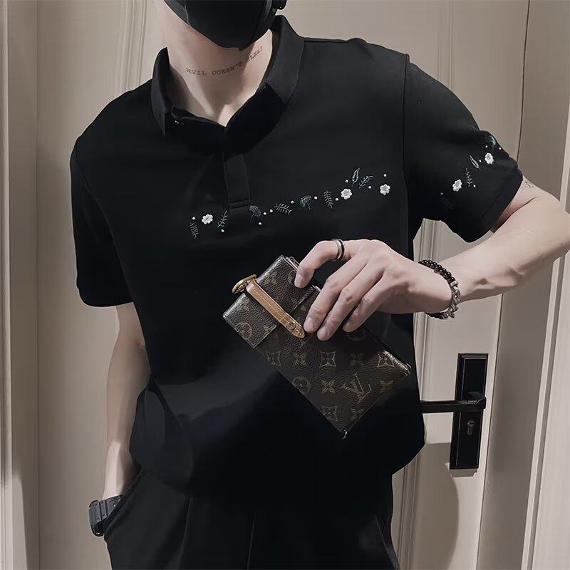 夏季刺绣短袖polo衫男潮牌翻领半袖体恤新夏潮流T恤513PL063P28,男装Polo衫,星座513