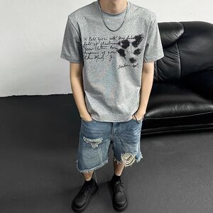 夏季基础正肩T恤男美式印花索罗娜短袖打底半袖513DT1593P33图片