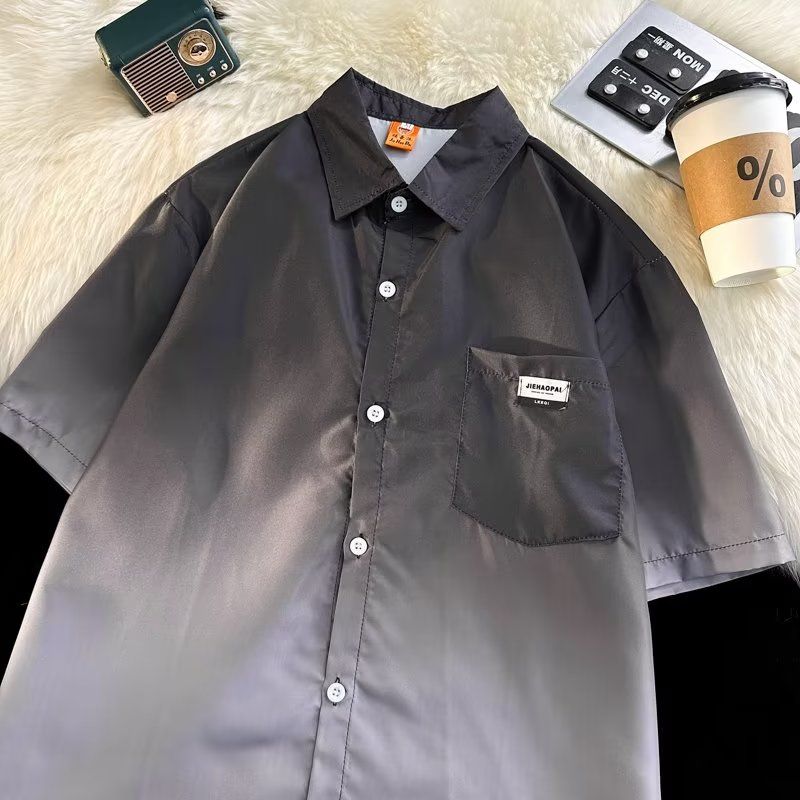 短袖男衬衫上衣夏季新款扎染渐变开衫衬衣外套513DX1105特P28,男装T恤,星座513