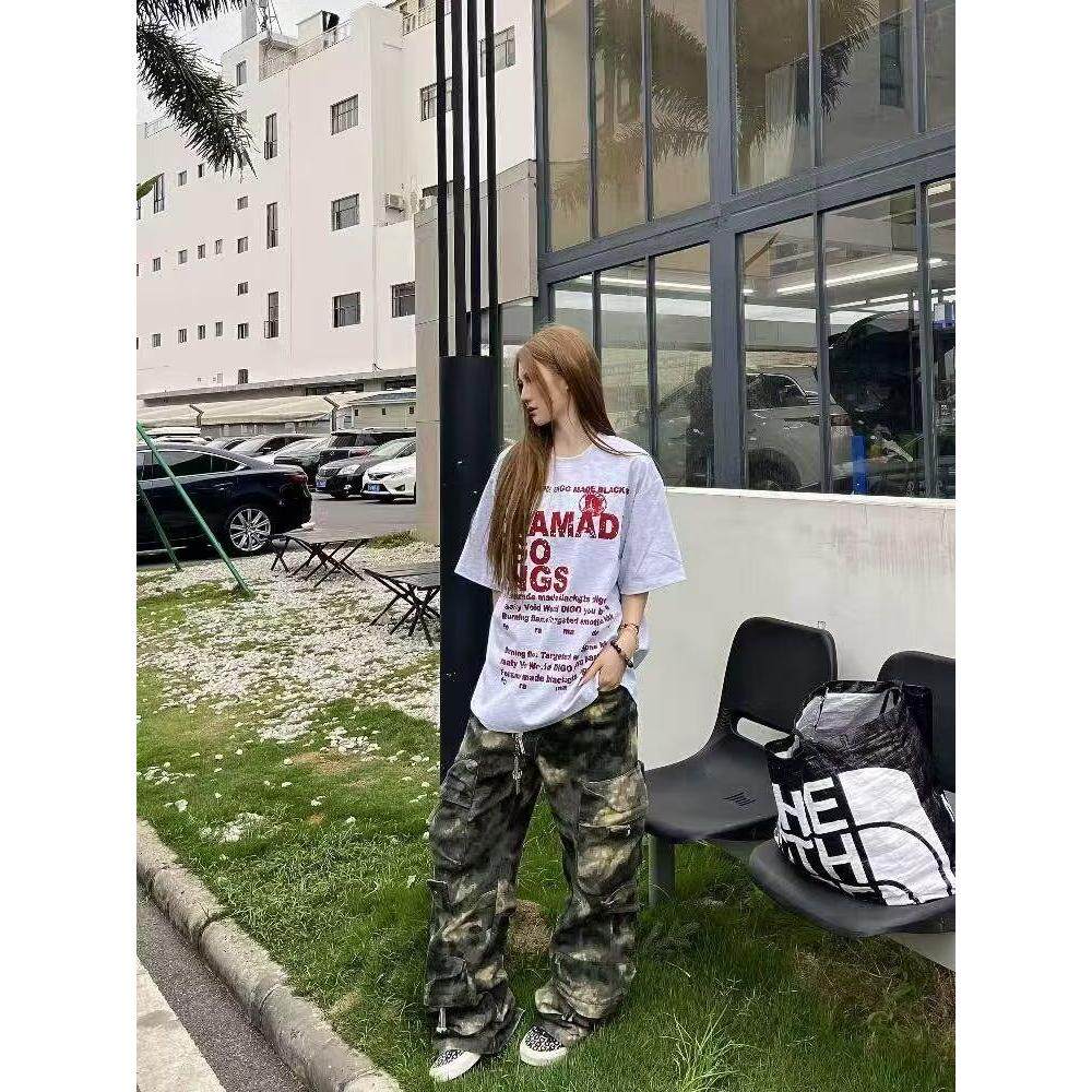 短袖t恤男夏季宽松五分袖红潮流简约印花上衣513DX1073P30,男装T恤,星座513