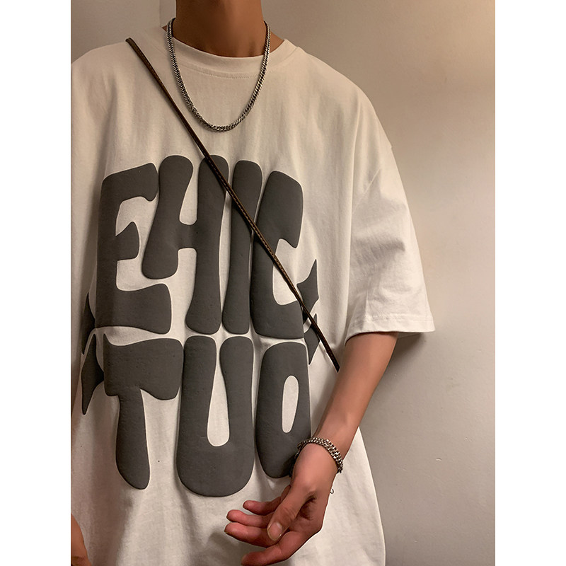 夏季新款麻棉气泡印宽松版型短袖T恤男514-72329P35，男装T恤，星座513