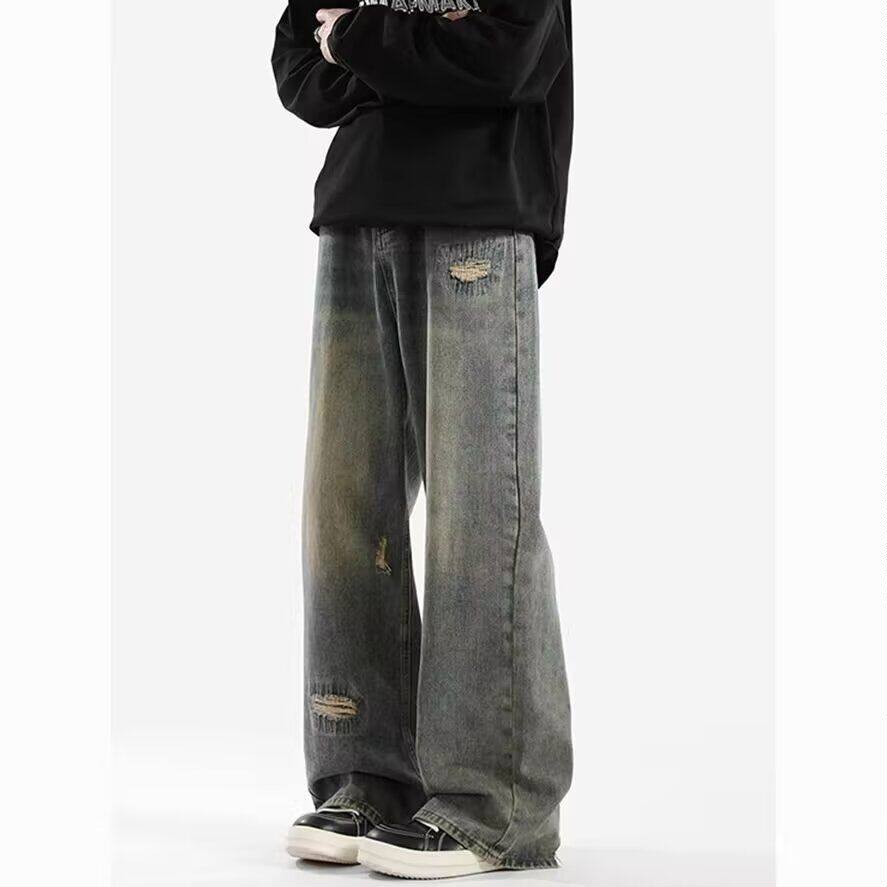港风潮男夏季新款牛仔裤嘻哈潮高街潮流痞帅长裤513CK1219P45，女装牛仔裤，星座513
