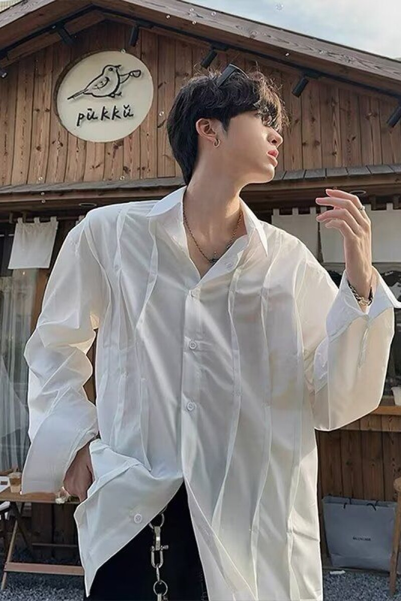 长袖衬衫日系港风宽松衬衣男生夏季潮流百搭休闲513CX363P37,男装衬衫,星座513