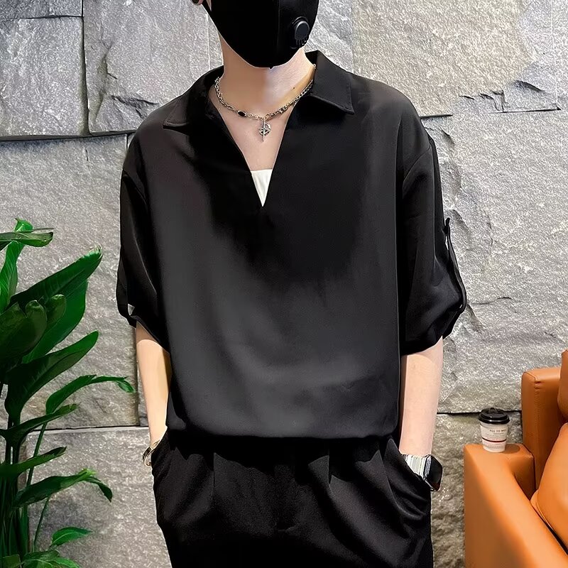简约休闲新款短袖撞色POLO衫男慵懒宽松百搭复古513PL062P27,男装Polo衫,星座513