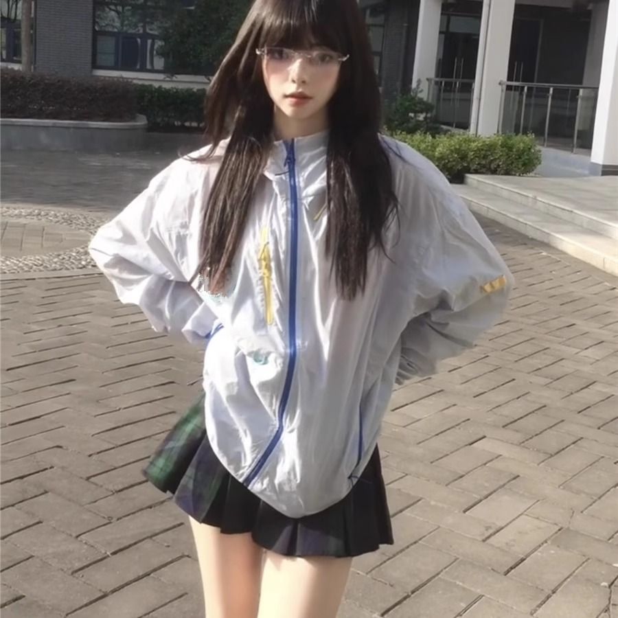 户外防晒衣女夏新拉链撞色休闲透气轻薄连帽防晒513FS444-1P40,女装防晒衣,星座513