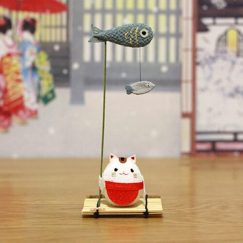 日本可爱风猫咪兔子青蛙汽车摆件