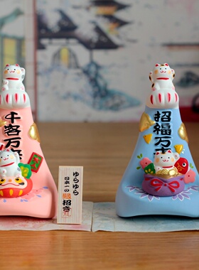 京都龙虎作陶土招手摆件招福寓意