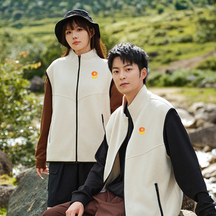 秋冬加绒加厚双面摇粒绒休闲马甲工作服装定制印logo团队上衣定做