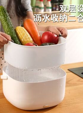 超震波果蔬清洗净化器家用多功能果蔬清洗机双层沥水篮洗菜机