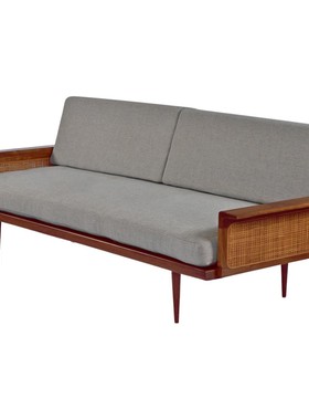 野木扶疏 MCM风中古樱桃实木质布艺沙发daybed布艺可拆洗客厅书房