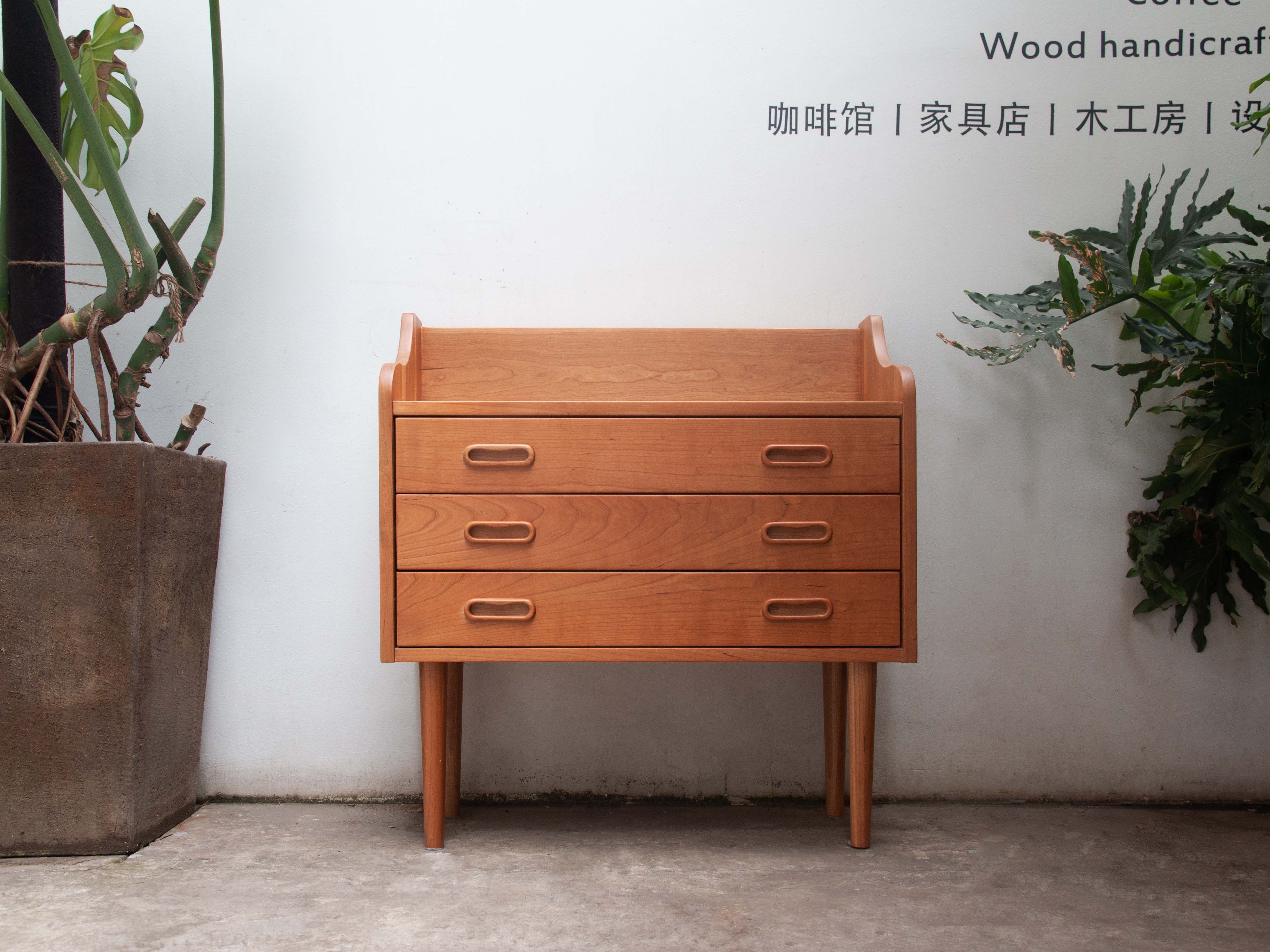 斗柜中古樱桃原木储物柜北欧