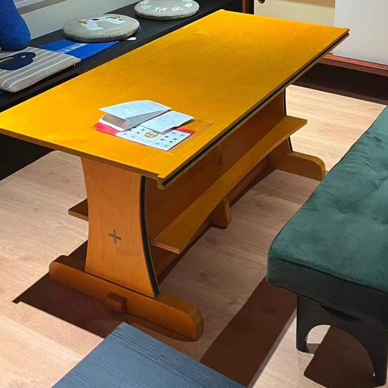 中古风格实木双层茶几