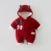 超萌可爱婴儿衣服加绒冬装 棉服宝宝冬季 连体衣卡通外出服哈衣爬服