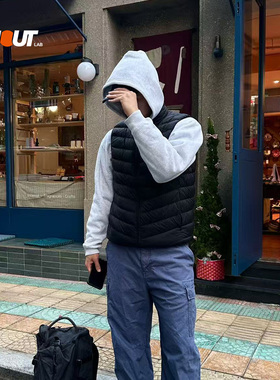 INNOUT2025秋冬基础休闲男户外立领排骨短款羽绒马甲跑步运动背心