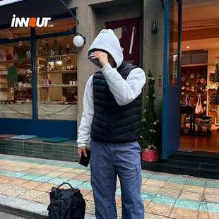 INNOUT2025秋冬基础休闲男户外立领排骨短款羽绒马甲跑步运动背心