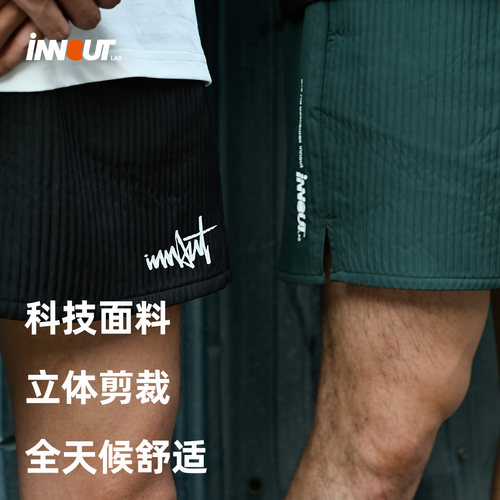 INNOUT新款褶皱涂鸦四分裤美式训练篮球健身运动宽松薄款速干