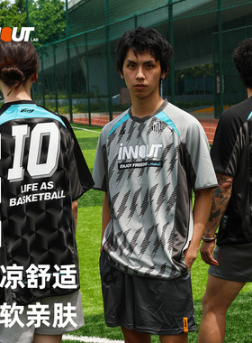 INNOUT LAB 幻影足球服短袖T恤潮牌闪电印花美式宽松运动半袖情侣