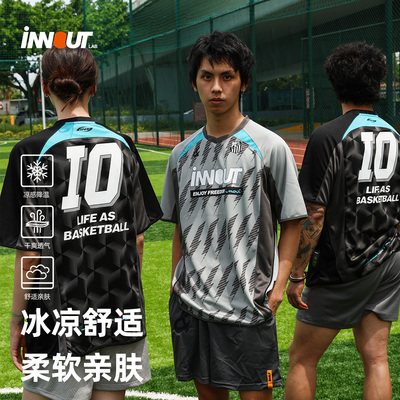 INNOUT LAB 幻影足球服短袖T恤潮牌闪电印花美式宽松运动半袖情侣