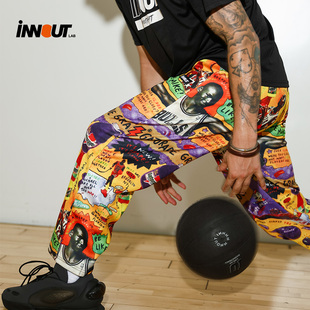 innout2025秋季新款男士休闲舒适潮流裤子居家可外穿涂鸦运动长裤