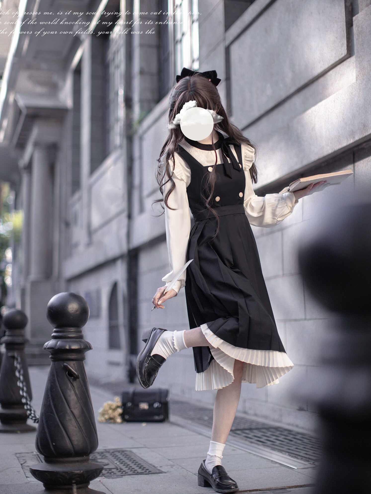 WALNUT JK [MELOS] ORIGINAL WESTERN-STYLE VEST SKIRT NOBLE AND ELEGANT COLLEGE RETRO LONG SKIRT