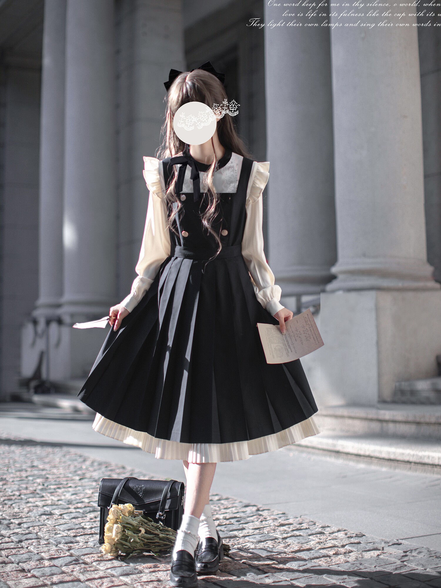 WALNUT JK [MELOS] ORIGINAL WESTERN-STYLE VEST SKIRT NOBLE AND ELEGANT COLLEGE RETRO LONG SKIRT