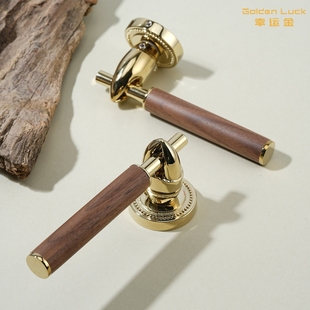 静音磁吸室内卧室木门锁 门锁胡桃木手里有钱个性 原创设计 有钳