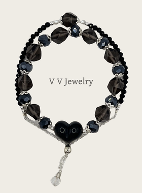 几何糖果天然黑耀石手链男女同款