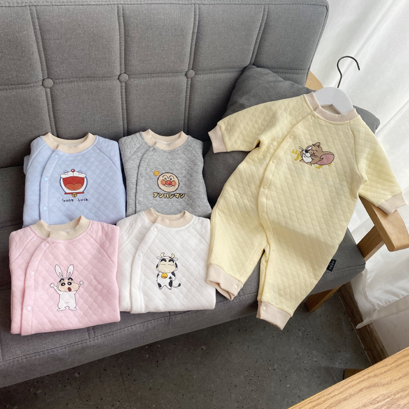 宝宝连体衣薄棉衣婴儿夹棉保暖哈衣秋冬新款衣服男女宝宝棉服爬服