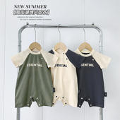 哈衣宝宝短袖 婴儿连体衣夏装 薄款 立体印花爬服ins风潮新生儿衣服